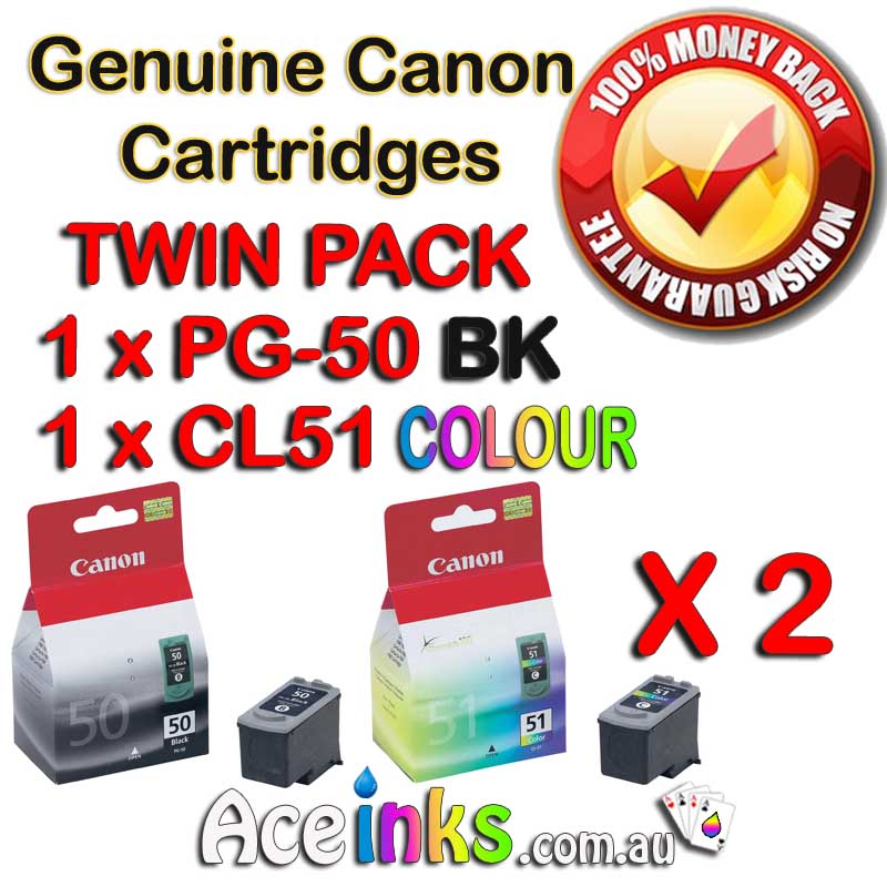 Twin Pack Combo GENUINE ORIGINAL CANON PG-50BK CL-51 Colour